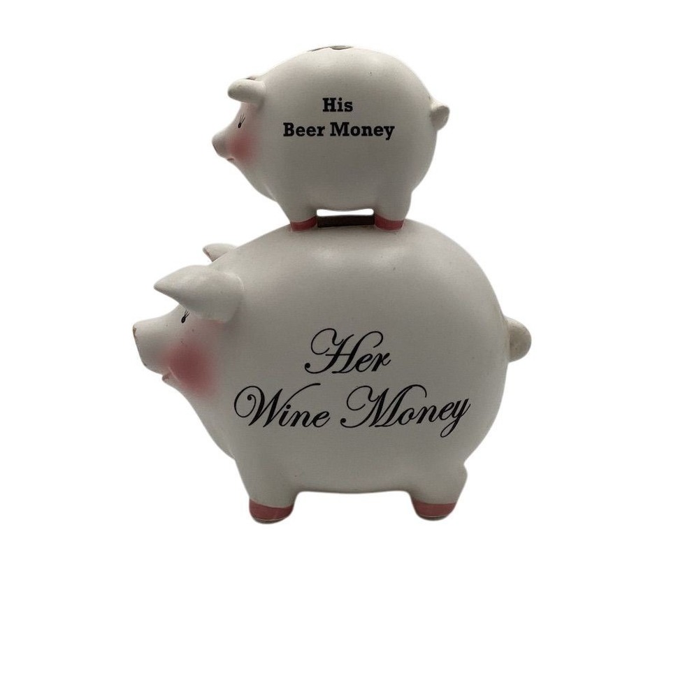 His & Her Money Ceramic‎ Piggy Bank Set Multicolor